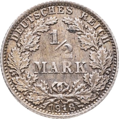 купить Германия 1/2 марки (mark) 1918 Знак монетного двора: "A" - Берлин