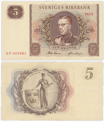купить Швеция 5 крон 1954 (Pick 42a)