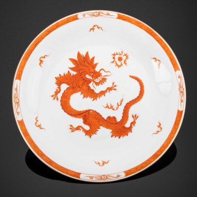 купить Блюдо "Красный дракон", Meissen (Мейсенский фарфор), фарфор, роспись, золочение, Германия, 1945-1972 гг.