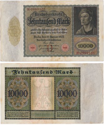 купить Германия 10000 марок 1922 год (Pick 70) Буква D