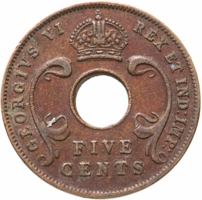 купить Британская Восточная Африка 5 центов (cents) 1943