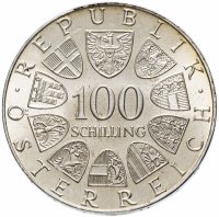 купить Австрия 100 шиллингов (shillings) 1974 "XII зимние Олимпийские Игры, Инсбрук 1976 - Олимпийская эмблема"