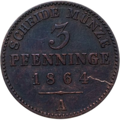 купить Пруссия 3 пфеннига 1864 A