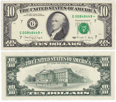 купить США 10 долларов 1990 series 1990, G - Чикаго, STAR (Звезда) ПРЕСС