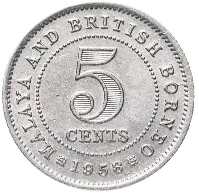 купить Малайя и Британское Борнео 5 центов (cents) 1958 Знак монетного двора "H" - Хитон, Бирмингем