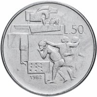 Купить Сан-Марино 50 лир 1982 "Социальные достижения"