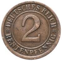 купить Германия 2 пфеннига (рентенпфеннига, rentenpfennig) 1923 - случайный монетный двор