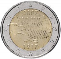 Купить Финляндия 2 евро 2007 "90 лет независимости"