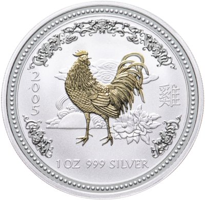 купить Австралия 1 доллар (dollar) 2005 Восточный календарь - Год Петуха /позолота/
