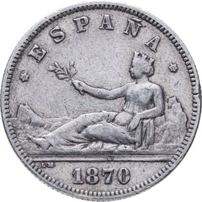 купить Испания 2 песеты (pesetas) 1870