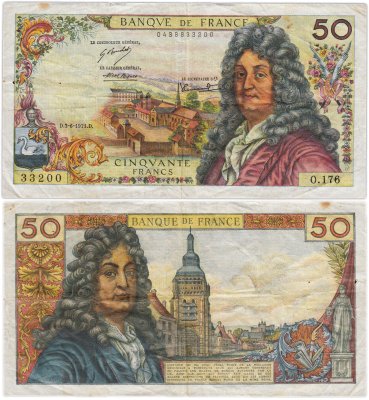 купить Франция 50 франков 1971 (Jean Racine, Жан Расин) Pick 148