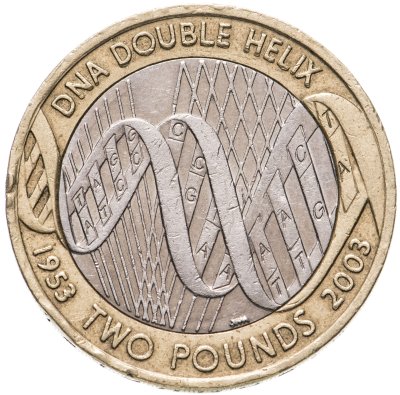 купить Великобритания 2 фунта (pounds) 2003 "50 лет открытию структуры ДНК"