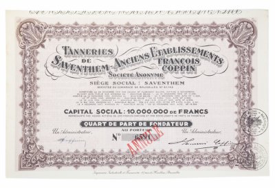 купить Облигация Бельгия TANNERIES DE SAVENTHEM FRANCOIS , 1919 г. ( С печатями)