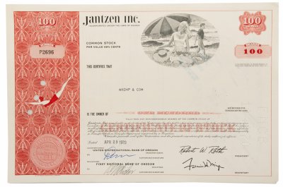 купить Акция США Jantzen Inc., 1970- 1979 гг.