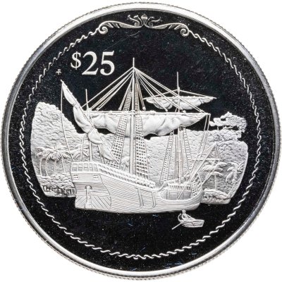 купить Британские Виргинские острова 25 долларов (dollar) 1992 "500 лет Открытию Нового Света. Корабль стоит на якоре"