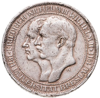 купить Германия (Империя) 3 марки (mark) 1911 A Бреславский университет