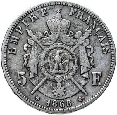 купить Франция 5 франков (francs) "BB" 1868