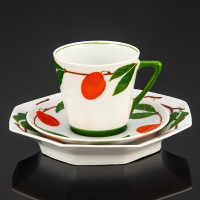 купить Чайной трио "Абрикос", фарфор, роспись, Германия, 1900-1930 гг.