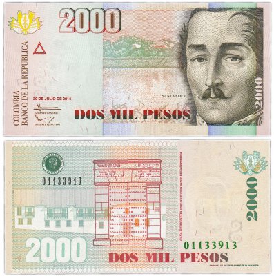 купить Колумбия 2000 песо 2014 (30.07.2014) (Pick 457y)