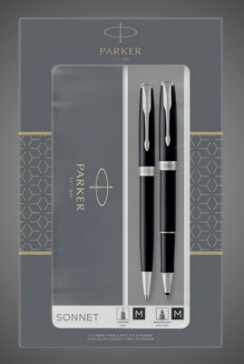 купить Набор из двух ручек Parker SONNET BLACK CT ручка роллер и шариковая ручка, Лаки и смолы: лак, латунь, никеле-палладиевое покрытие, 2026 г.