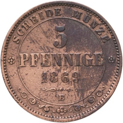 купить Германия (Саксония) 5 пфеннигов 1869