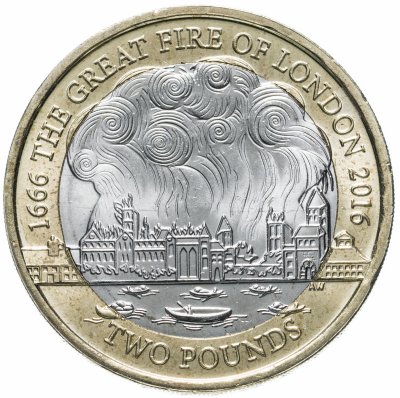 купить Великобритания 2 pounds (фунта) 2016 "350 лет Великому лондонскому пожару"