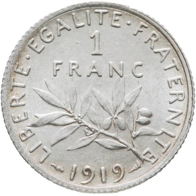 купить Франция 1 франк (franc) 1919