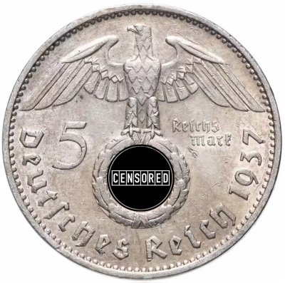 купить Фашистская Германия (Третий Рейх) 5 рейхсмарок (reichsmark) 1937 E орел со свастикой