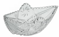 Купить Ваза в форме лодочки, хрусталь, резьба, СССР, 1970-1980 гг.