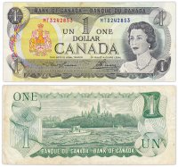 купить Канада 1 доллар 1973 (Pick 85b) Подпись Lawson & Bouey