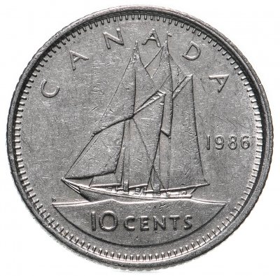 купить Канада 10 центов (cents) 1986, молодая королева