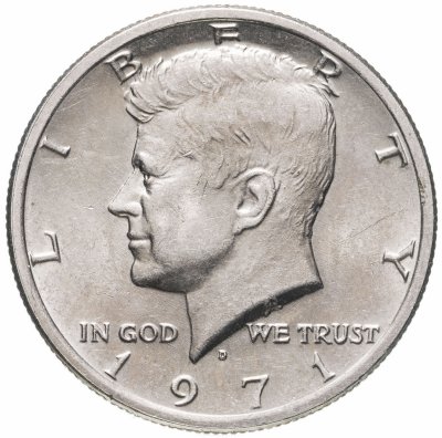 купить США 50 центов (1/2 доллара, half dollar) 1971 D Kennedy Half Dollar (Кеннеди) знак монетного двора "D" - Денвер
