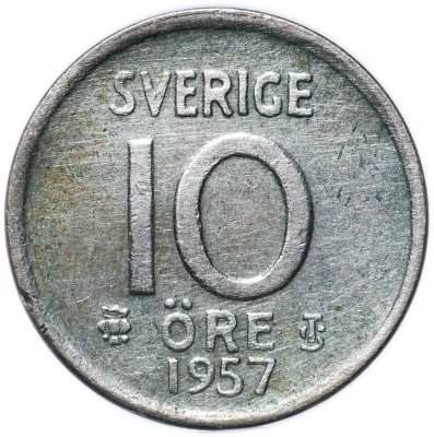 купить Швеция 10 эре (ore) 1957