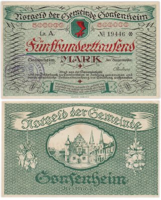 купить Германия Майнц 500000 марок 1923 год Нотгельд