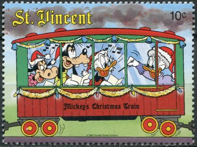 купить Сент-Винсент Почтовая марка 1988 "Бабушка Дак дирижирует хором"