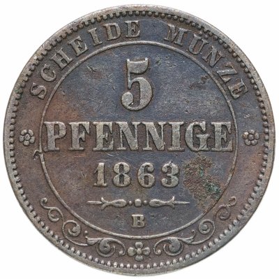 купить Германия (Саксония) 5 пфеннигов 1863