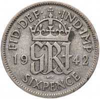 Купить Великобритания 6 пенсов 1942