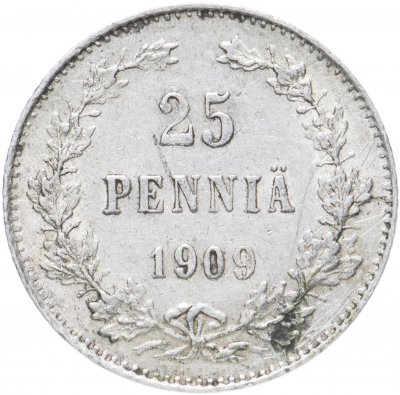 купить 25 пенни 1909 L, монета для Финляндии
