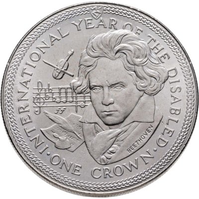купить Остров Мэн 1 крона (crown) 1981 Международный год инвалидов - Бетховен