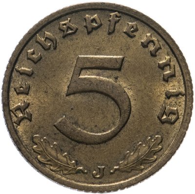 купить Германия (Третий рейх) 5 рейхспфеннигов (reichspfennig) "J" 1938