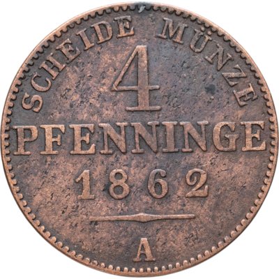 купить Германия, Пруссия 4 пфеннига 1862