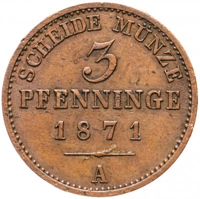 купить Пруссия 3 пфеннига 1871 А