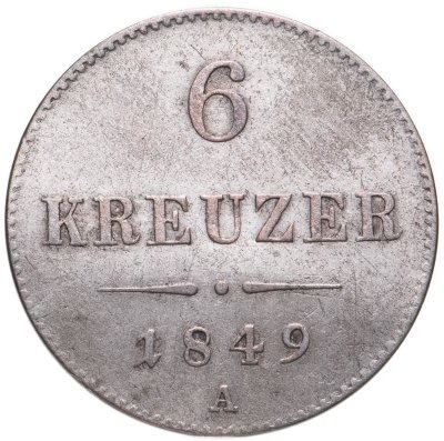 купить Австрия 6 крейцеров (kreuzer) 1849 A знак монетного двора "A" - Вена