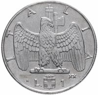 Купить Италия 1 лира (lire) 1939-1943 (Магнетик)