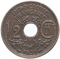 купить Французский Индокитай 1/2 сантима (centime) 1938 Бронза