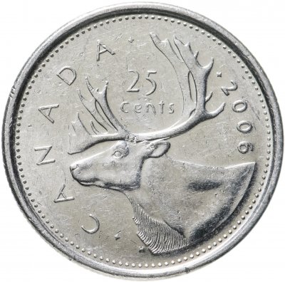 купить Канада 25 центов (cents) 2006, знак монетного двора: "Кленовый лист" - Оттава