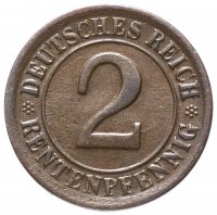 купить Германия 2 пфеннига (рентенпфеннига, rentenpfennig) 1924 - случайный монетный двор