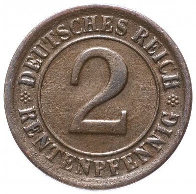 купить Германия 2 пфеннига (рентенпфеннига, rentenpfennig) 1924 - случайный монетный двор