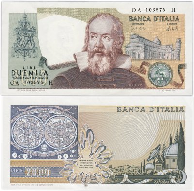 купить Италия 2000 лир 1973 года