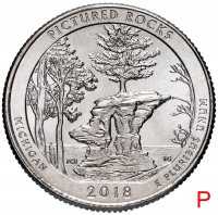 купить США 1/4 доллара (25 центов, квотер) 2018 P — "Национальные озёрные побережья живописных камней" (41-й парк)